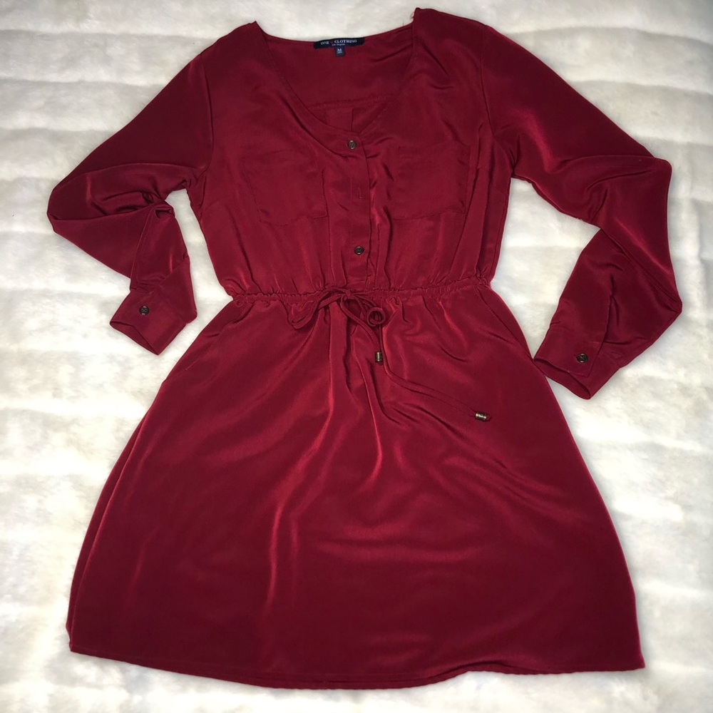 One Clothing burgundy button dress